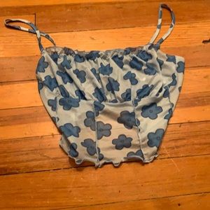 blue mesh flower top